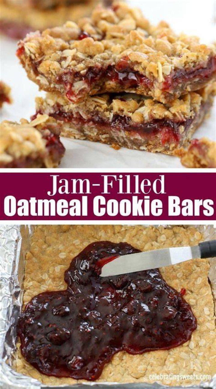 Jam Filled Oatmeal Bars - Celebrating Sweets