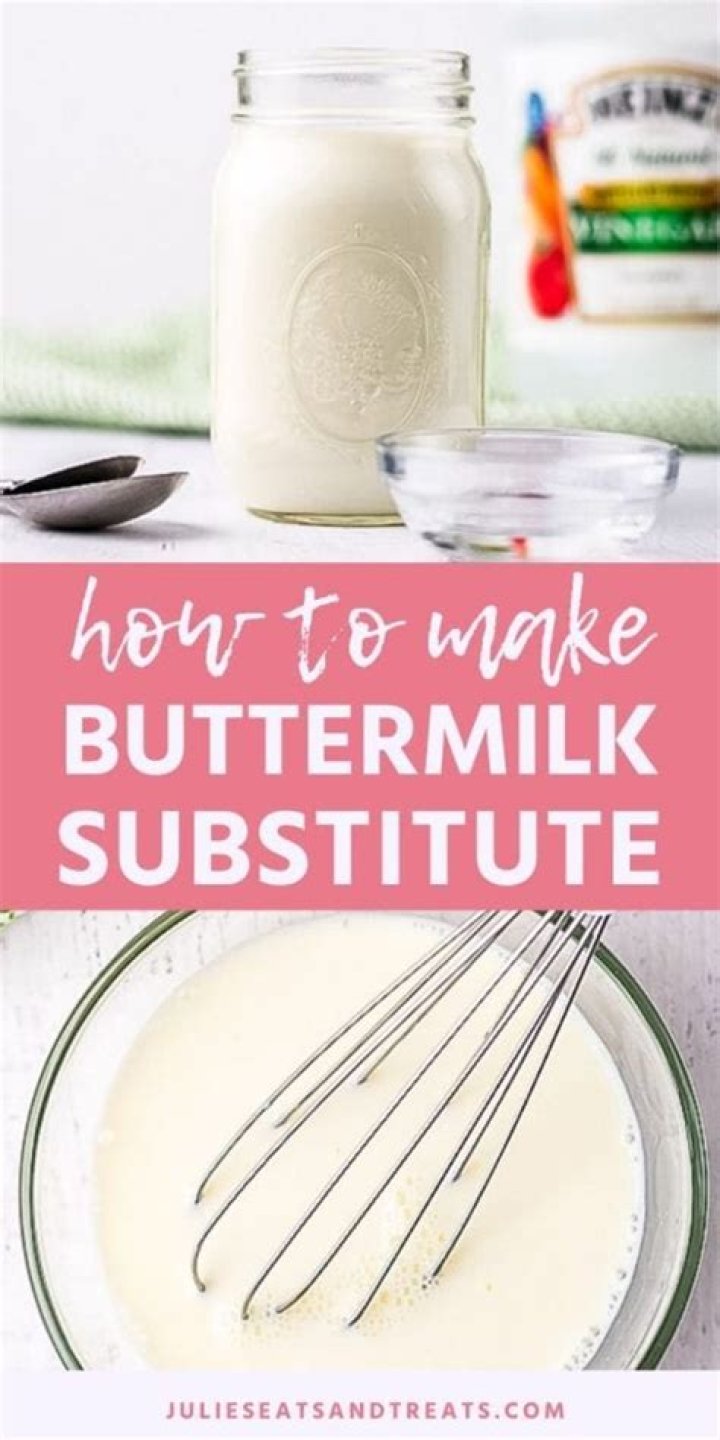 Jar of buttermilk substitute on a wooden board with a wooden spoon.