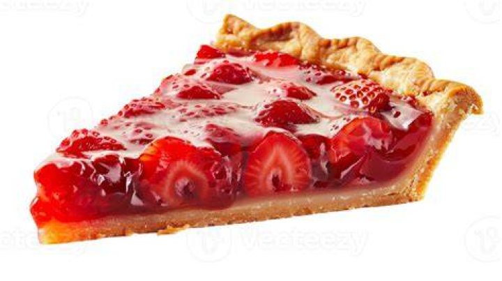 Slice of strawberry pie on a white plate.