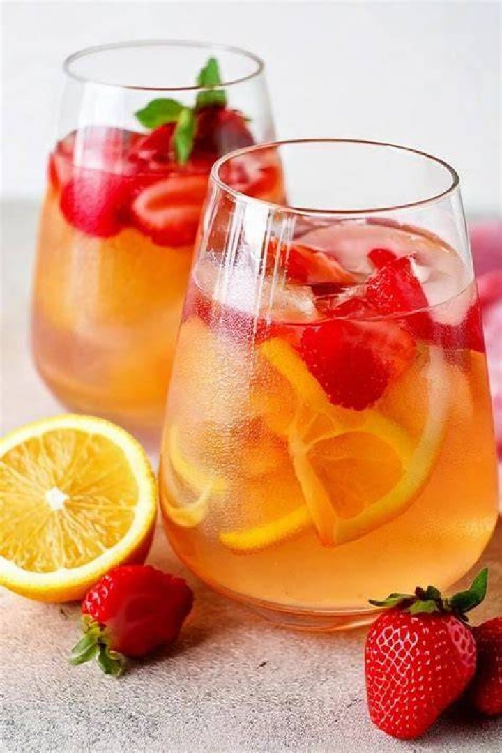 Two glasses of strawberry sangria.